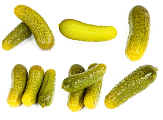 gherkins on white background