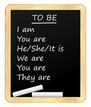 English lesson on a blackboard