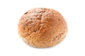 bun with cereals on white