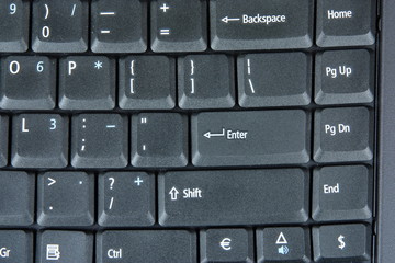 Photo of buttons of the gray keyboard from computer