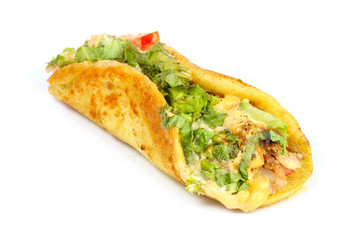 a healthy breakfast of vegitable roll on white