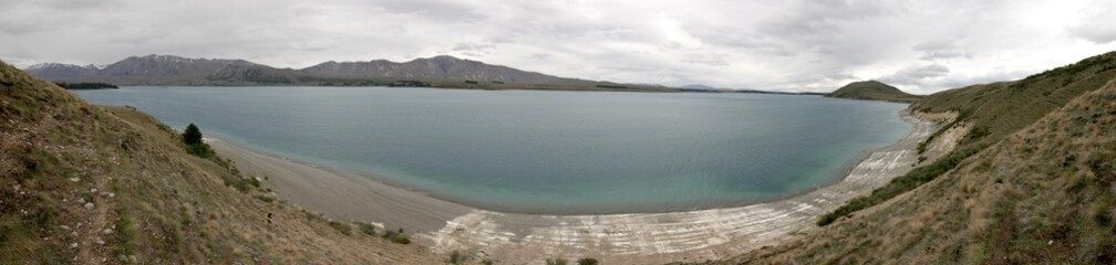 Panorama of a lake in New Zealand
