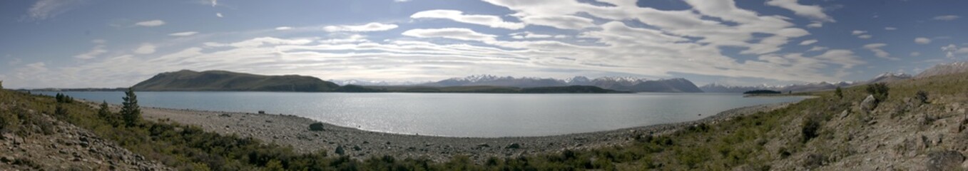 Panorama of a lake in New Zealand