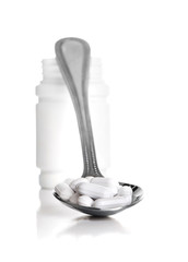 Heap of tablets in a spoon