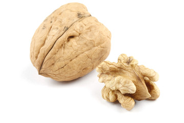 Walnuts on white