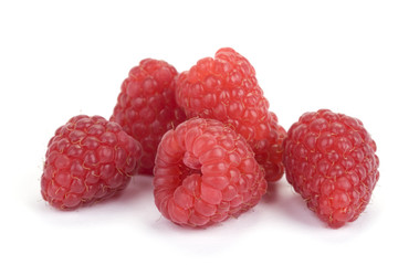Raspeberries on white