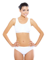 Obraz premium Young beautiful woman during fitness time and exercising