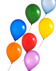 Multi color balloons on white background