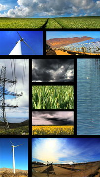Vertical Montage Of Renewable Energy production