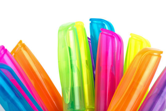 Upper parts of different colred fluorescent markers
