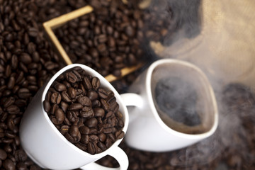 Caffee cup and beans