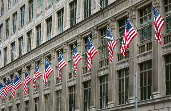 Row of American Flags