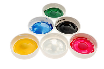 Watercolor paints isolated on white background