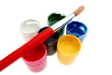 Watercolor paints isolated on white background