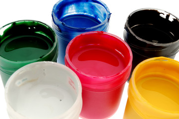 Watercolor paints isolated on white background