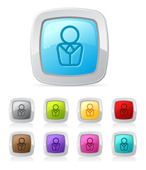 Vector glossy button set in various color - business person