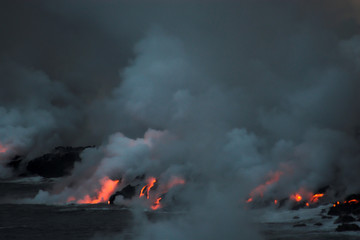 Lava flowing into the ocean