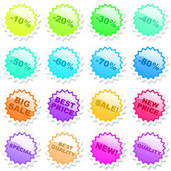Set of various colored sticker icons