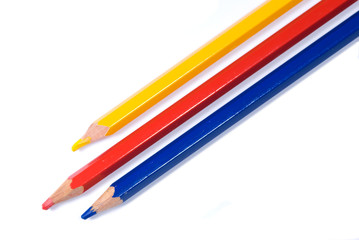 Three coloured pencils