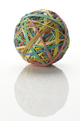 Isolated colourful rubber band ball