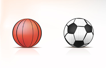 Set of two icons — sport balls. Vector illustration.