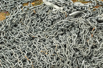background of twisted steel loop chain links