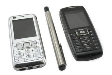 white and black phones