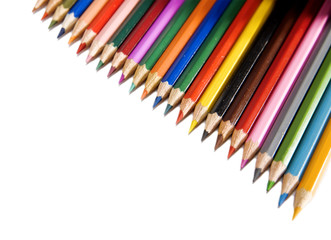 set of pencils on a white background