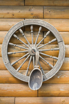 wooden wheel and spoon