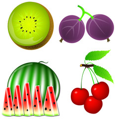 Fruits, kryzhoynik, kiwi, watermelon,