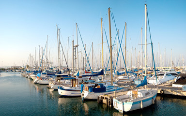Fototapeta na wymiar series of panoramic images from the harbor with yachts at dusk