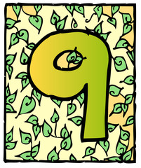 Vecteur enluminure lettre Q alphabet