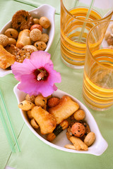 Rice snacks served on the table