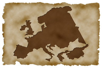 Old Paper Background with european map