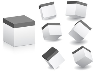 white boxes in different position vector illustration