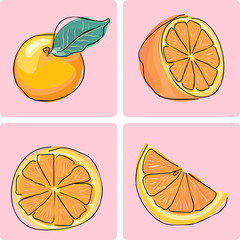 icon set - orange fruit