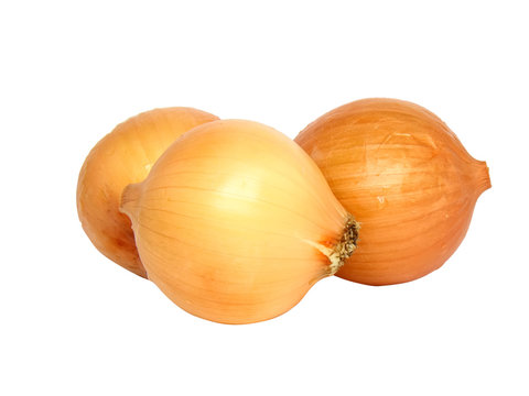 Three onions. Isolated