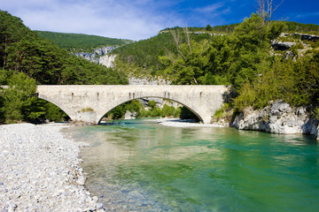 Fototapeta na wymiar Carejuan Bridge, Verdon Gorge, Provence, France