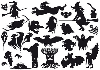 Halloween monsters silhouettes