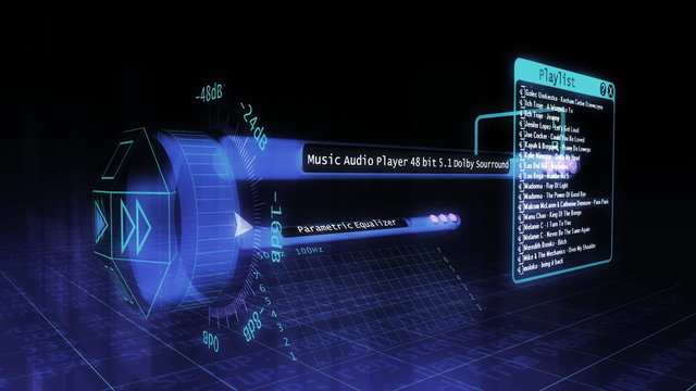 3d futuristic audio player layout