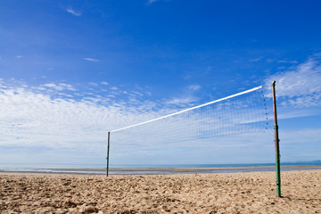 Volleyball net on beach in Thailand
