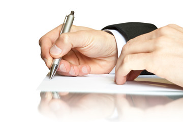 business. hand with pen