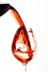 Red wine poured in a glass