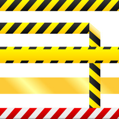 Caution tape and warning signs in seamless vector