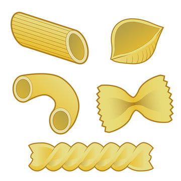 Pasta types in vector illustration