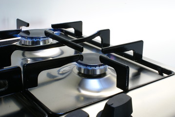 burning gas cooker