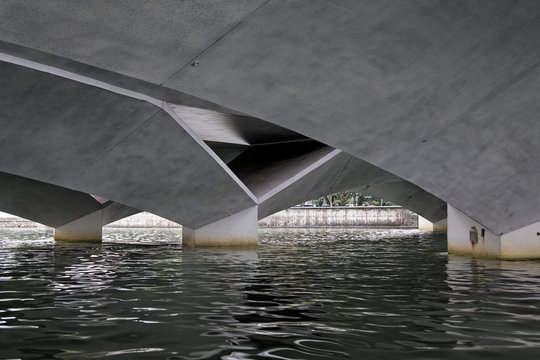 Unerside of a modern Bridge in Singapore