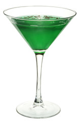 green cocktail, martini, drink.