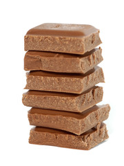 Chocolate tower isolated on white