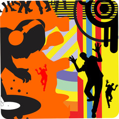 music composition with silhouette teenager